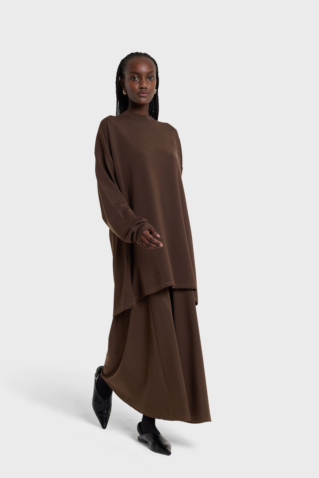 Jersey Modal Jupe | Deep Brown