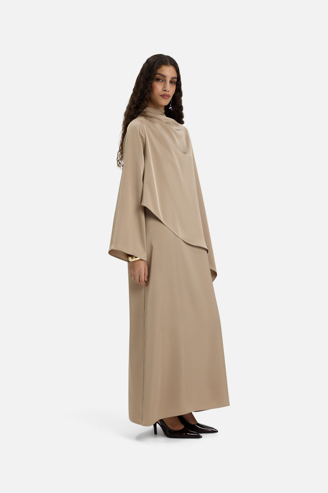 Asymmetric Cape Robe | Mocha