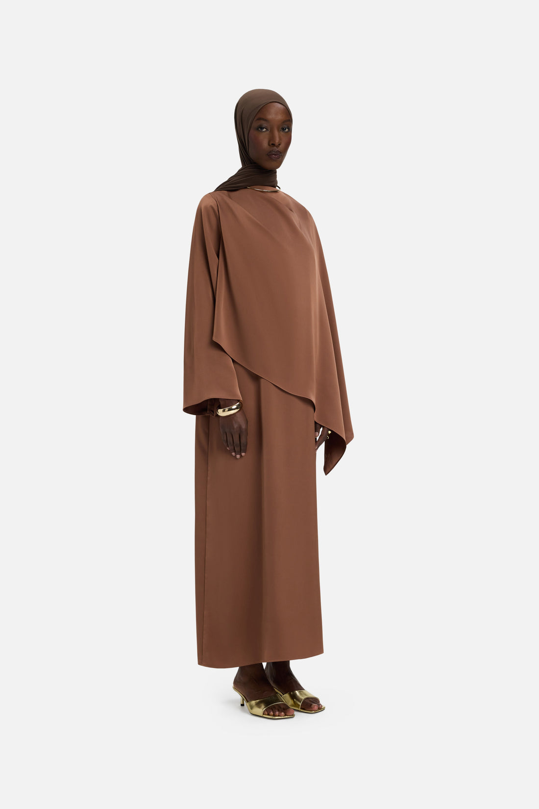 Asymmetric Cape Robe | Soft Bordeaux