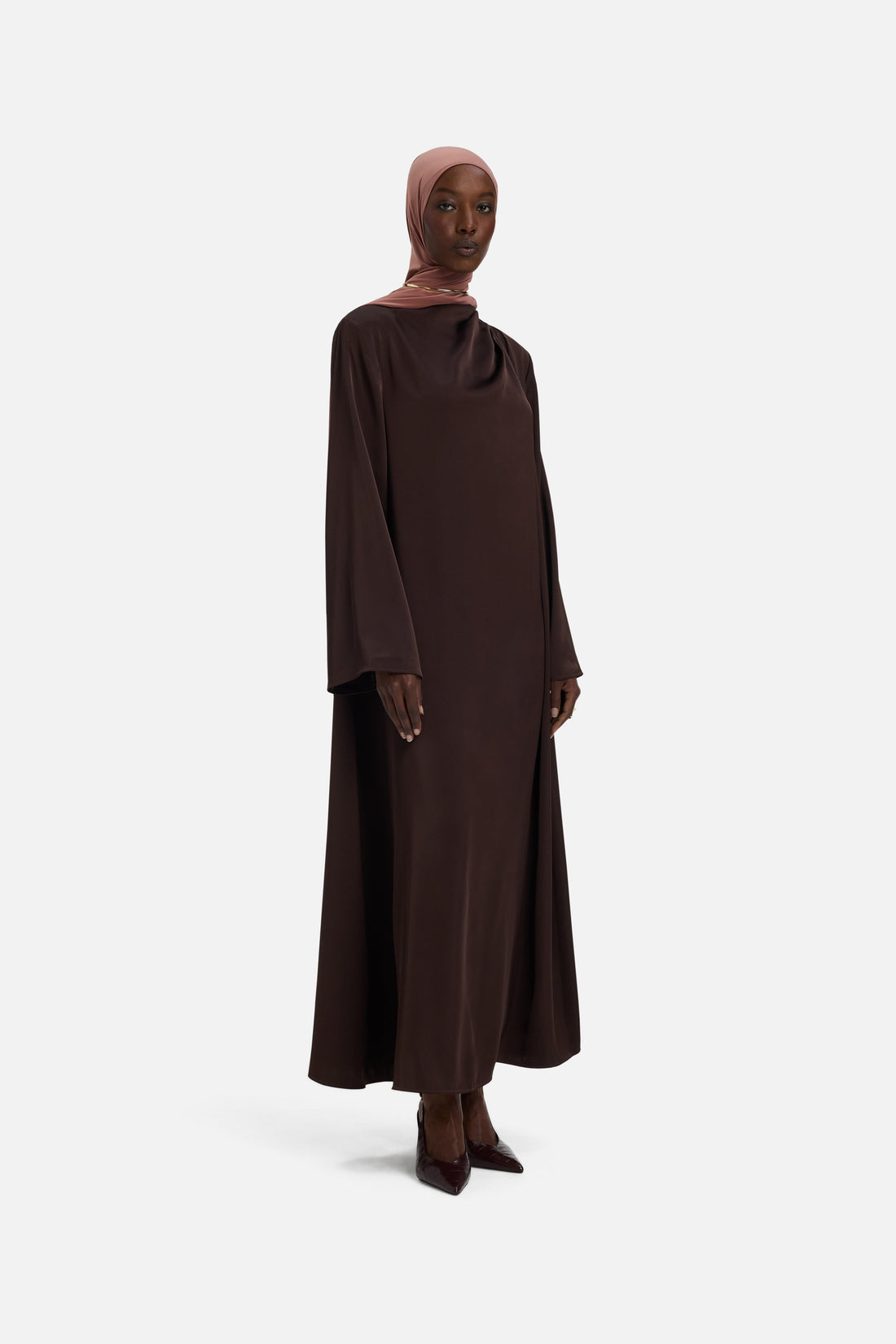 Asymmetric Drape Robe Régulier | Dark Brown