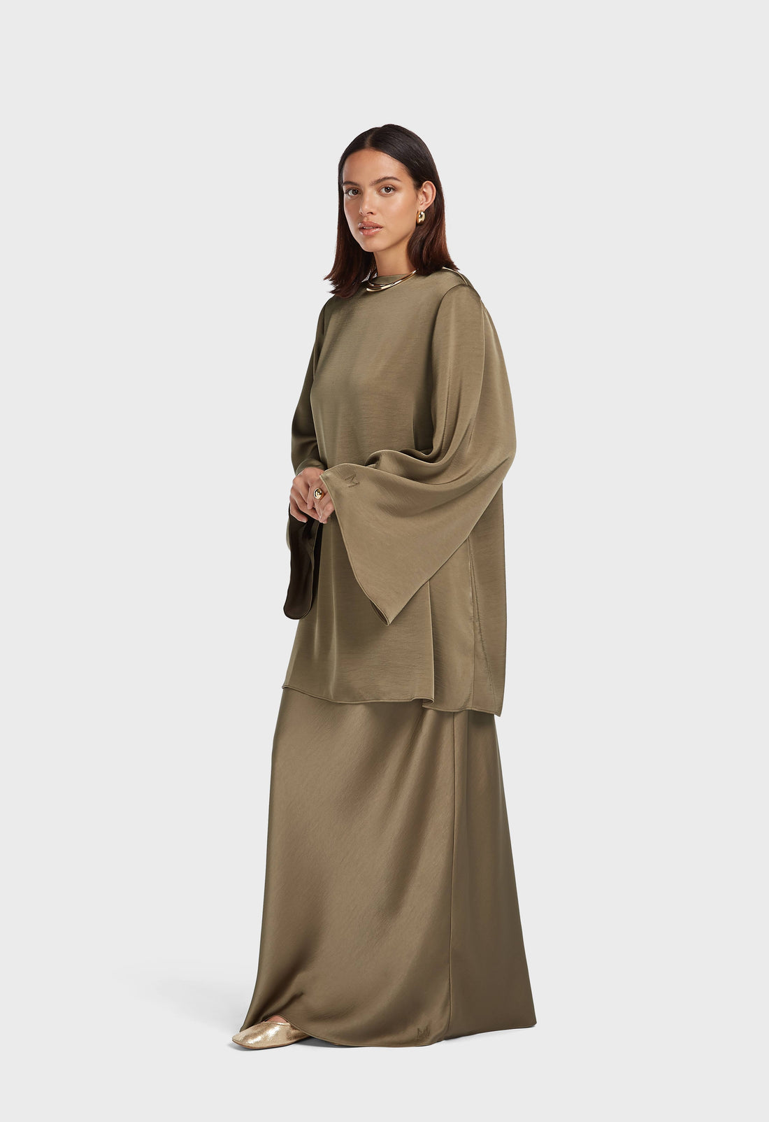 Bias Cut Jupe | Desert Brown