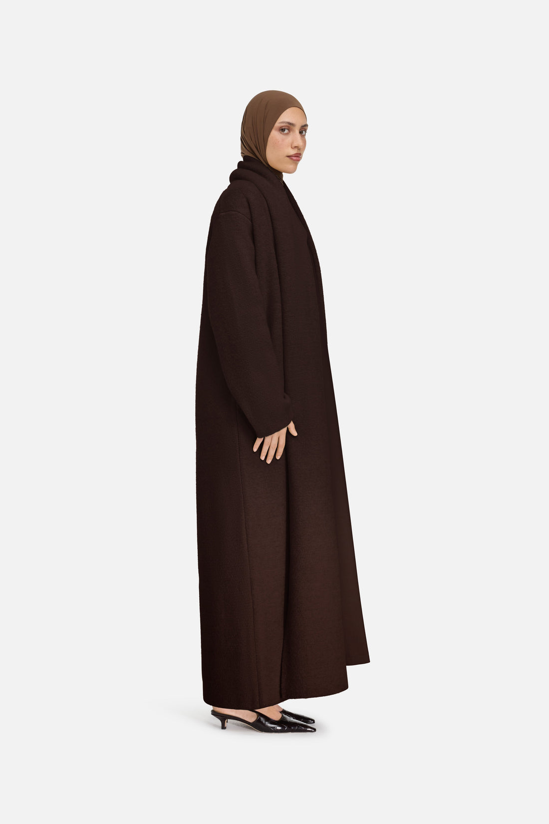 Brushed Tricot Abaya | Dark Brown