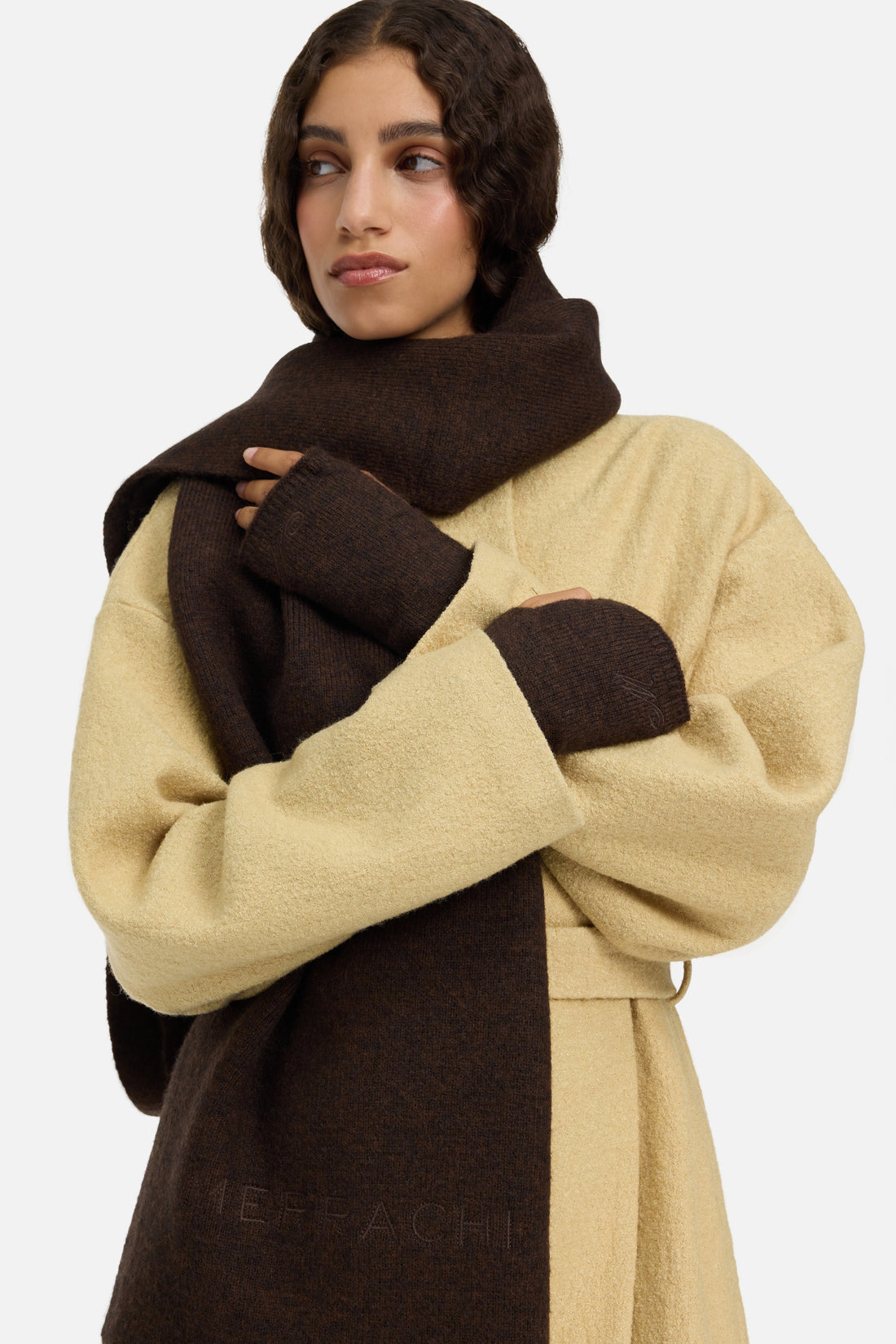 Brushed Tricot Gloves | Dark Brown