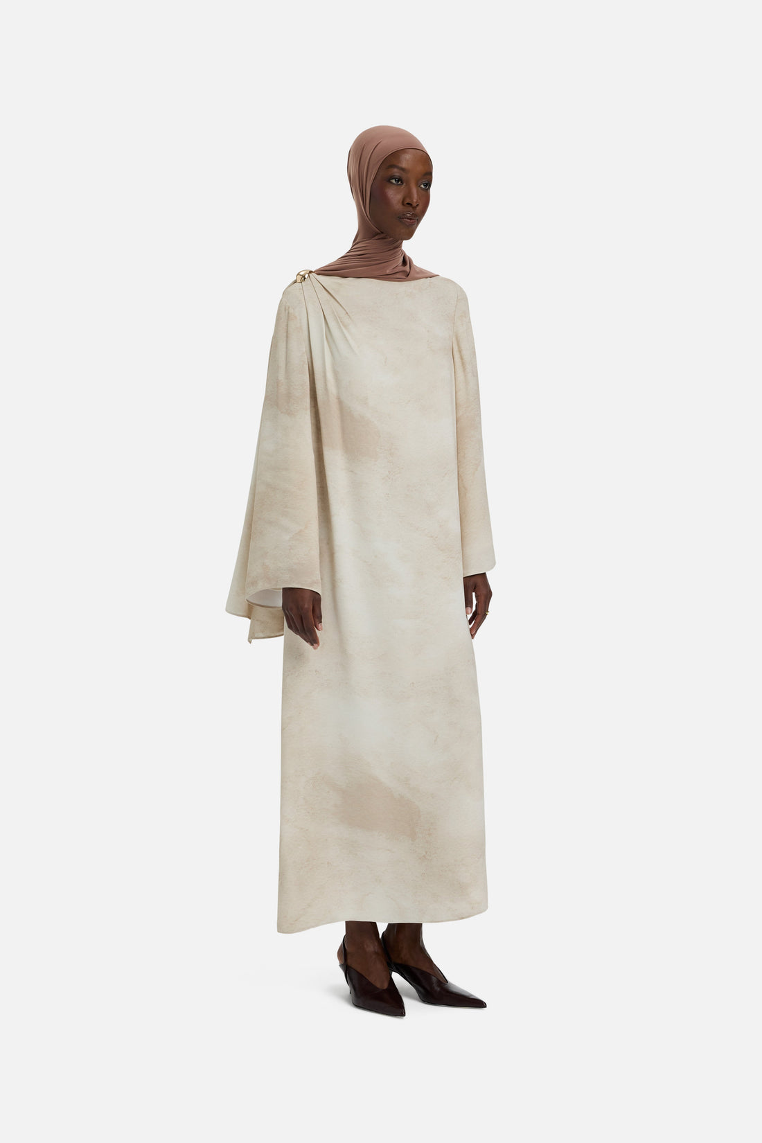Detailed Shoulder Robe | Mocha Marble