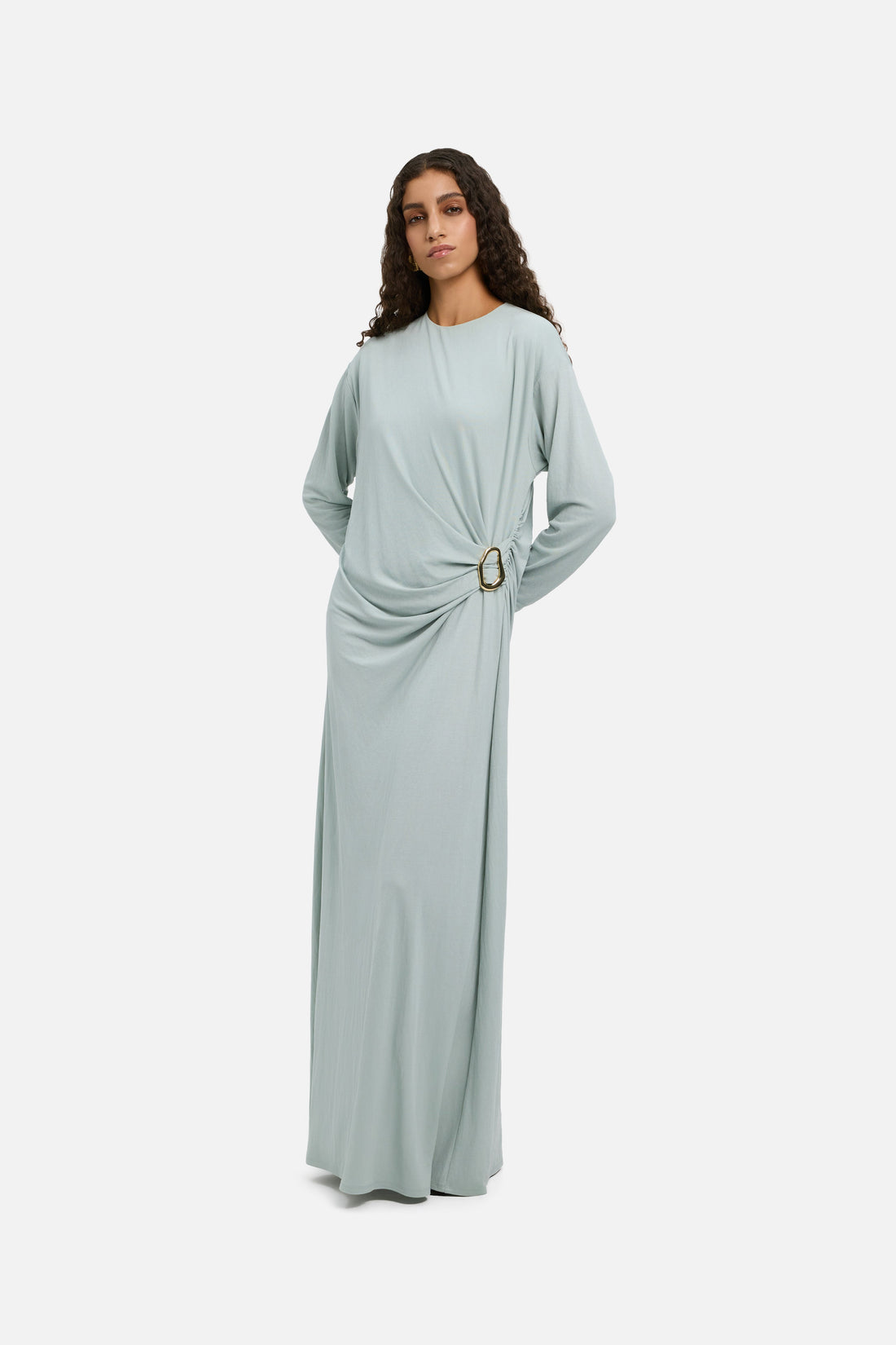 Drape Robe en Jersey | Aqua Gray