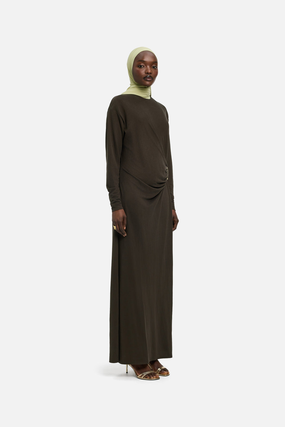 Drape Robe en Jersey | Chestnut Brown