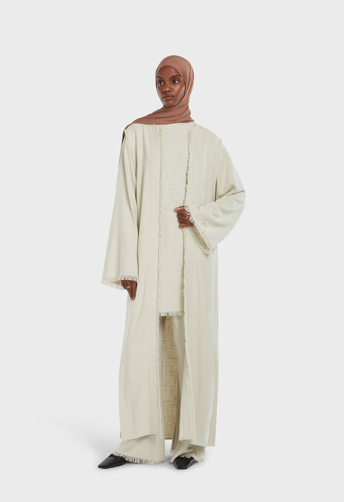 Frayed Ourlet Abaya | Light Storm