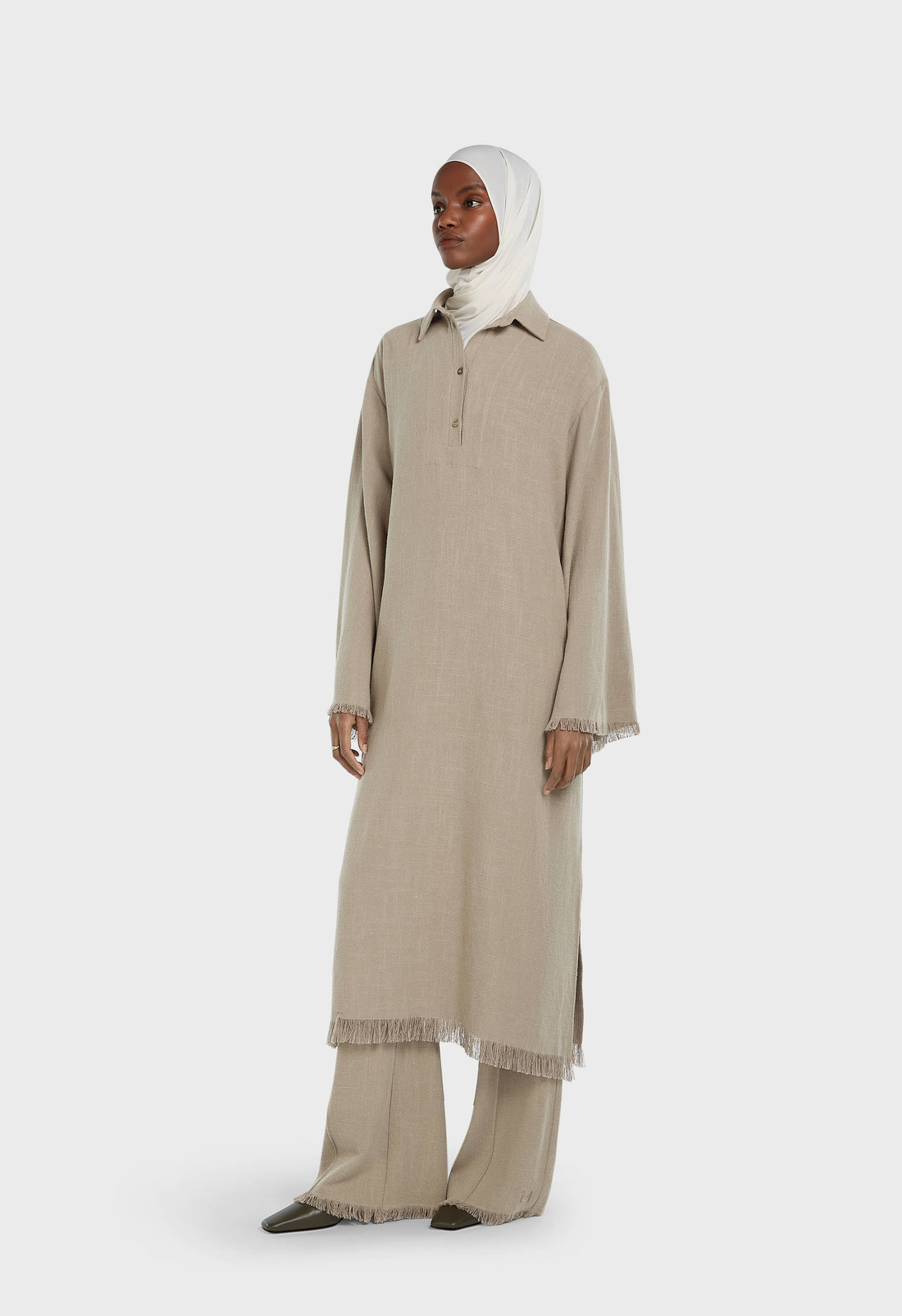 Frayed Ourlet Robe Chemise | Desert Brown