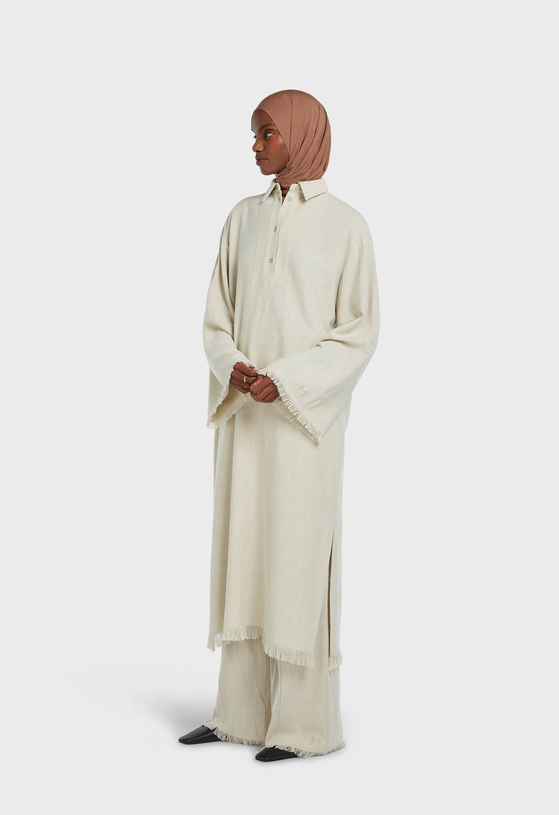 Frayed Ourlet Robe Chemise | Light Storm