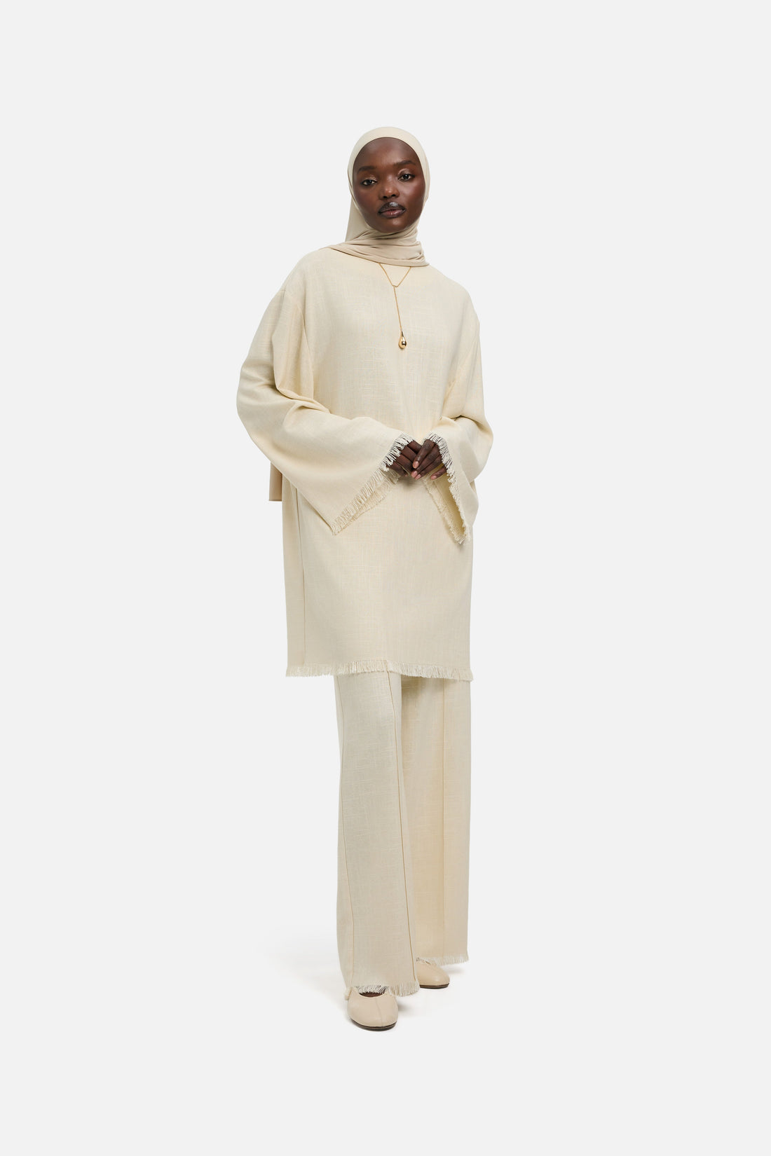 Frayed Ourlet Pantalon | Sand