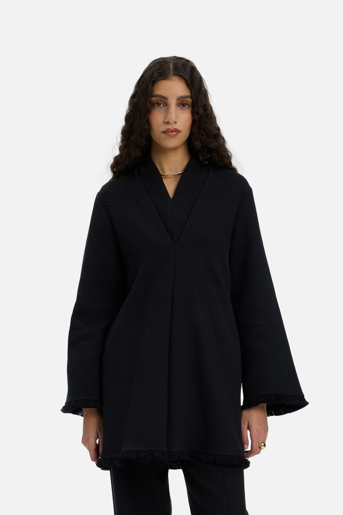 Frange Trim Haut Tunique | Black