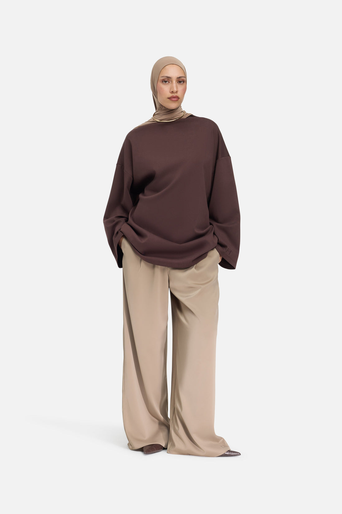 Col Haut T-Shirt | Dark Brown