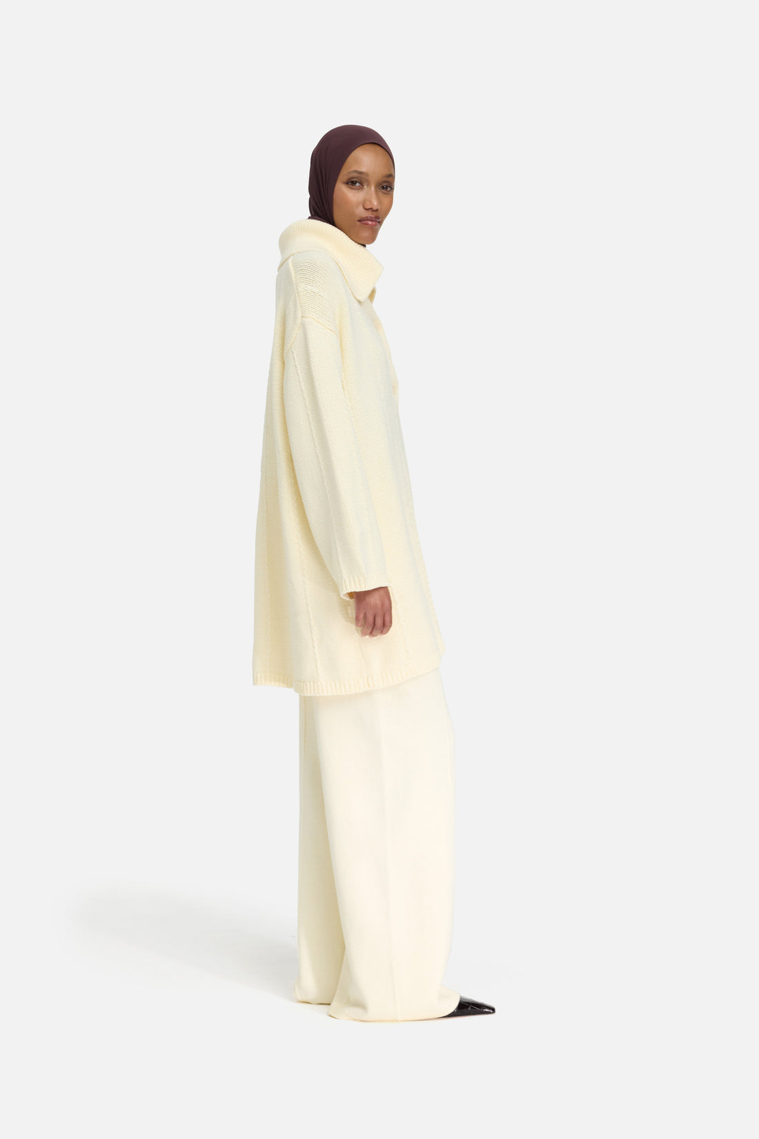 Tricoté Col Cardigan | Porcelain