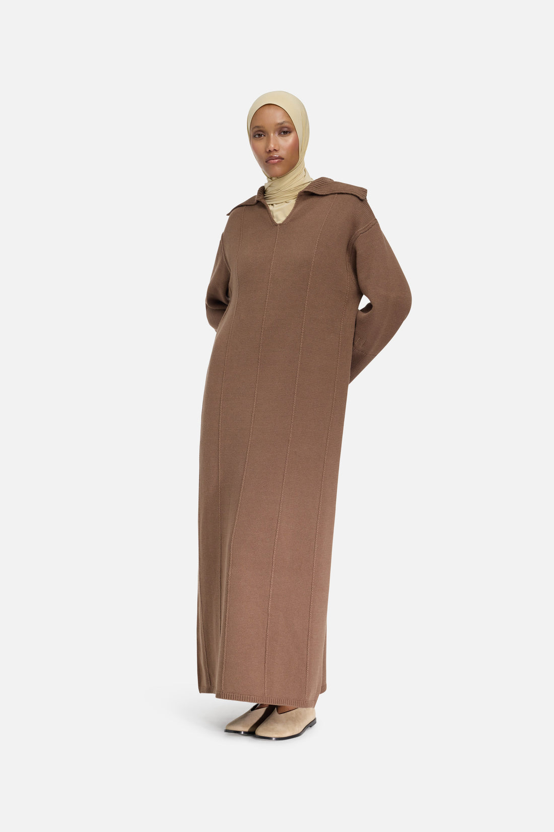 Tricoté Col Robe | Chocolate