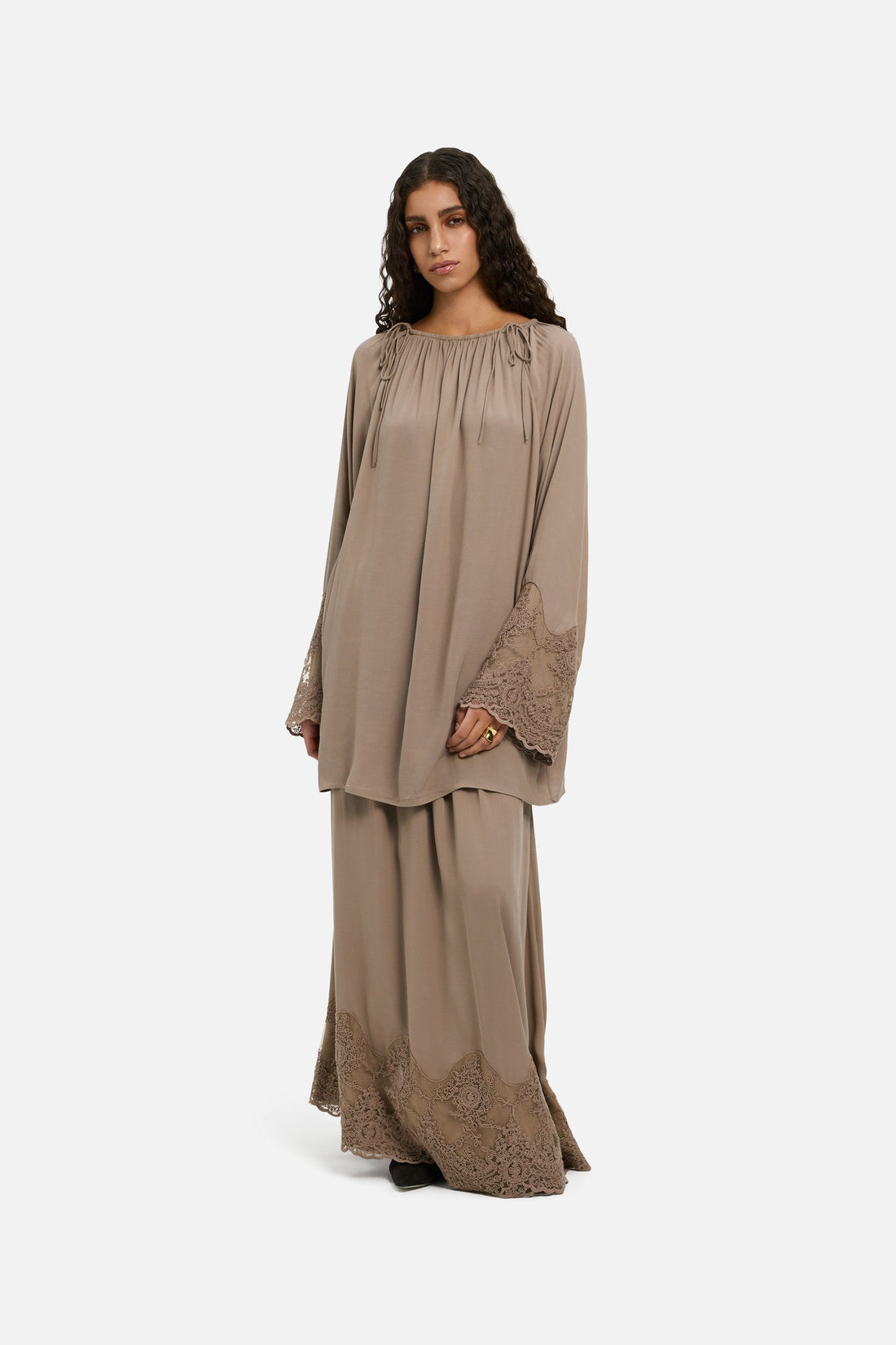 Dentelle Detailed Jupe | Khaki