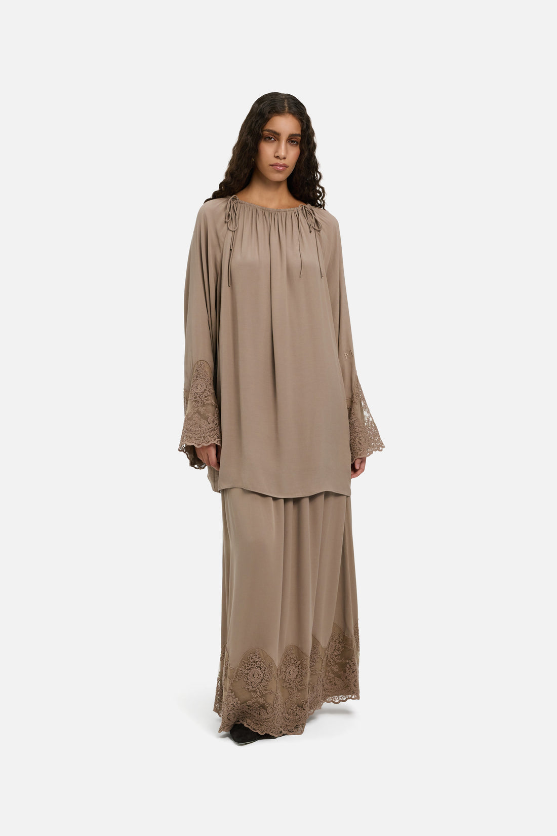 Dentelle Detailed Haut | Khaki