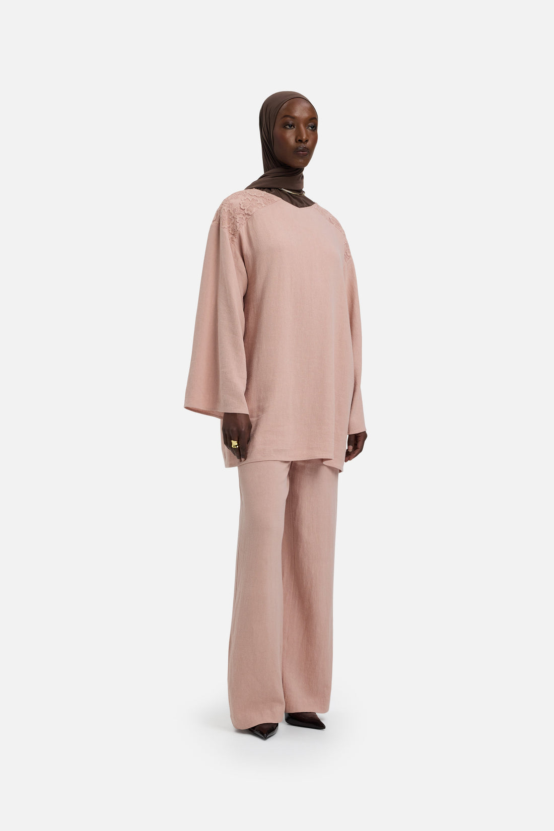 Dentelle Trim Pantalon | Deep Rose