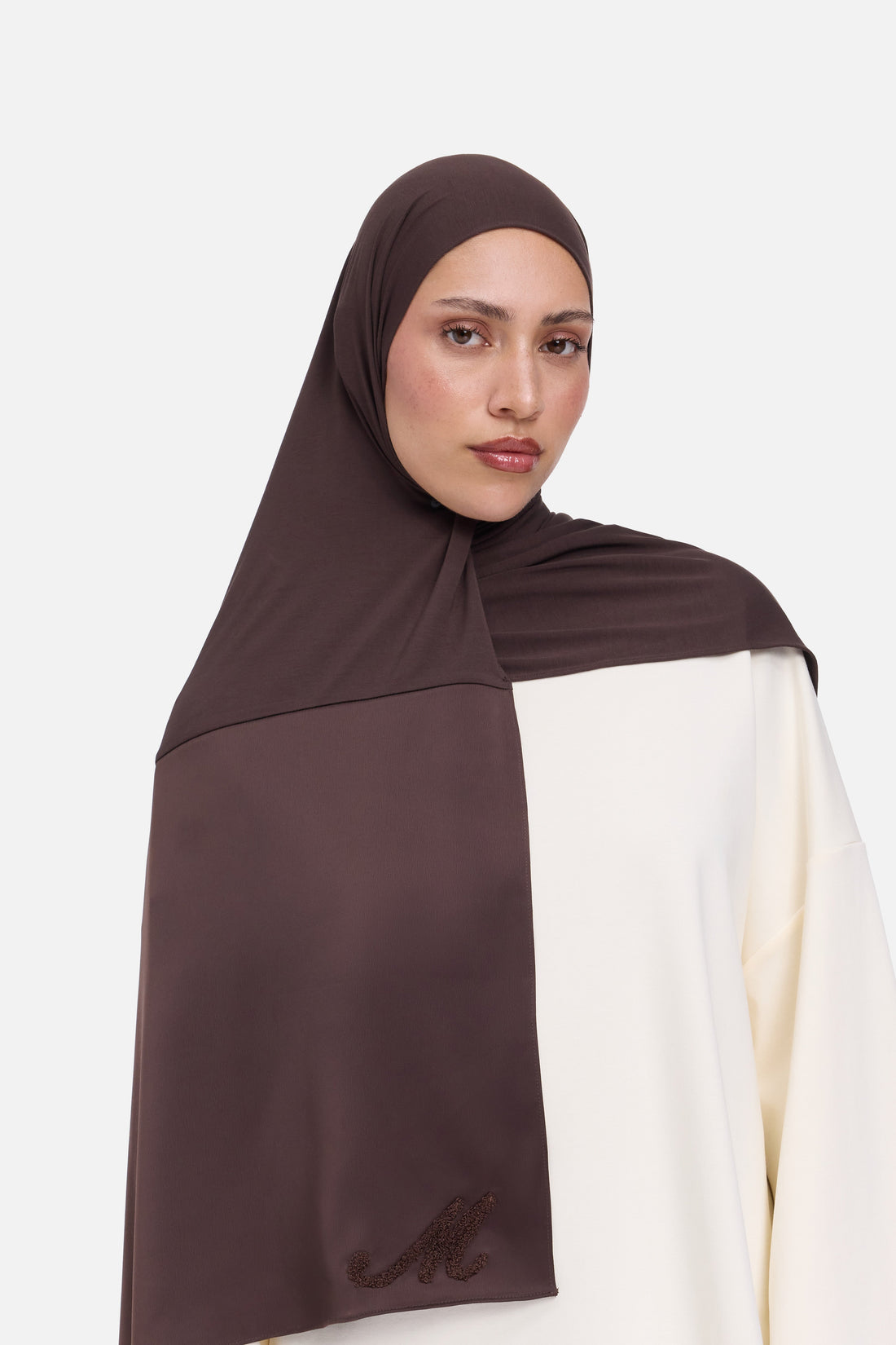 Logo Satin Edge Écharpe Bambou | Dark Brown