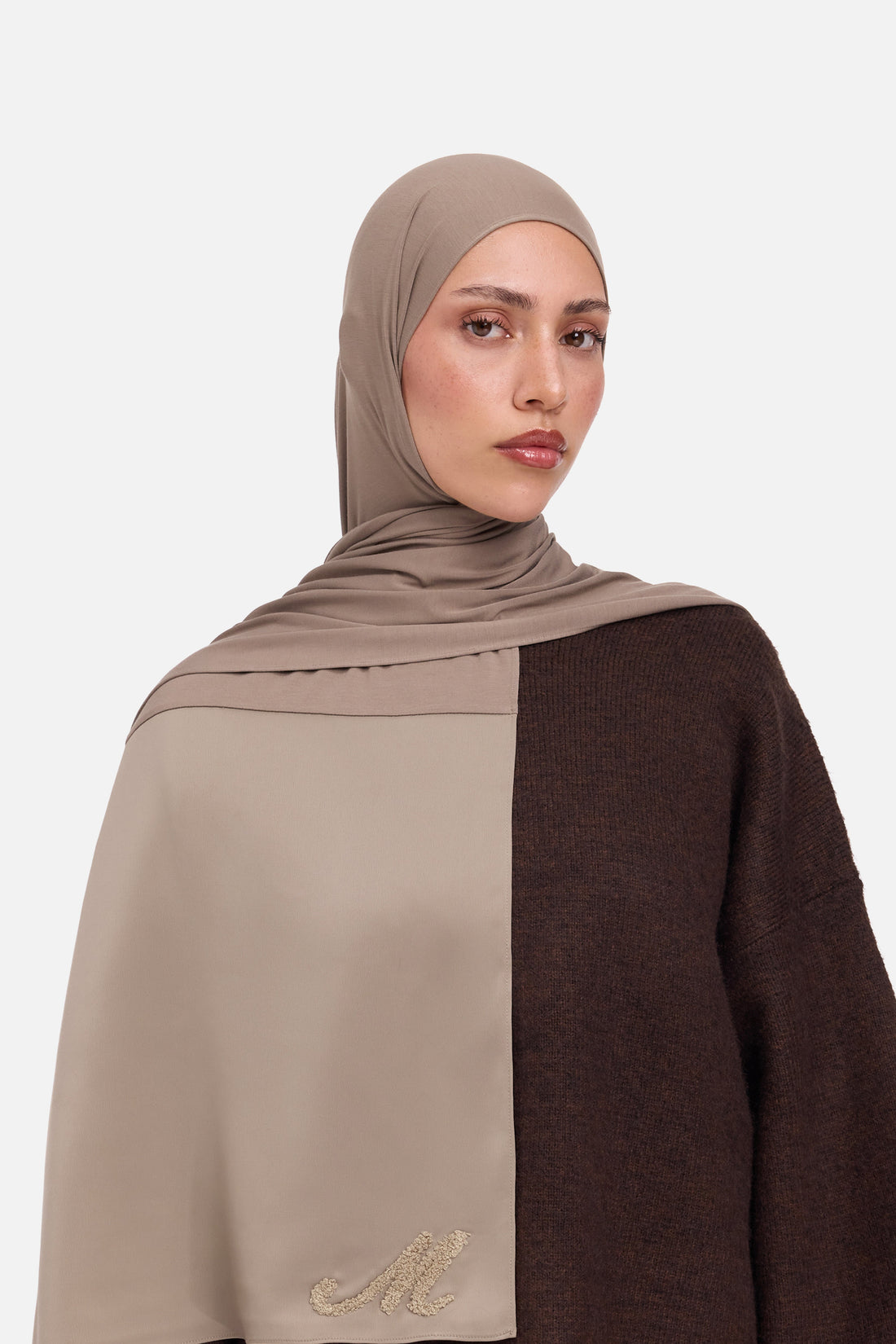Logo Satin Edge Écharpe Bambou | Khaki