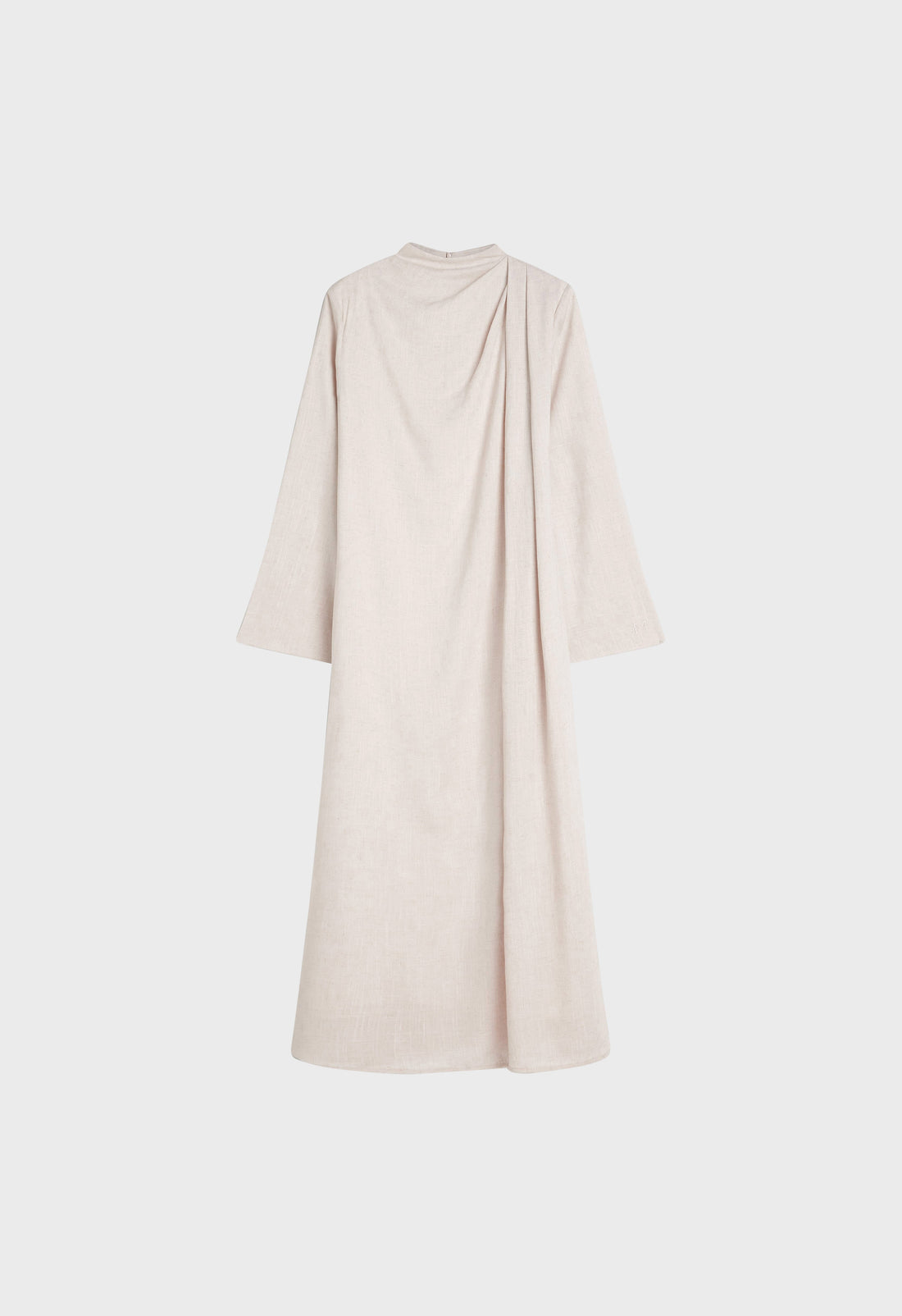 Asymmetric Lin Drape Robe | Beige Melange