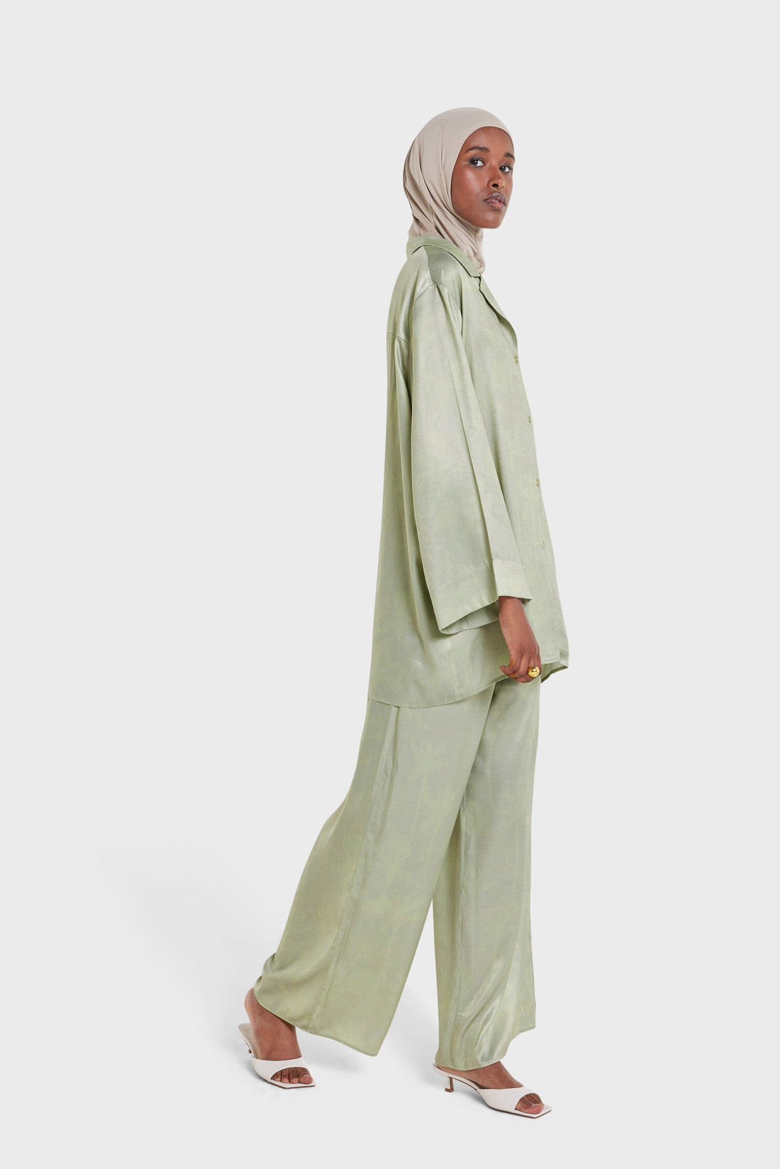 Imprimé Pantalon | Palm Print Alfalfa