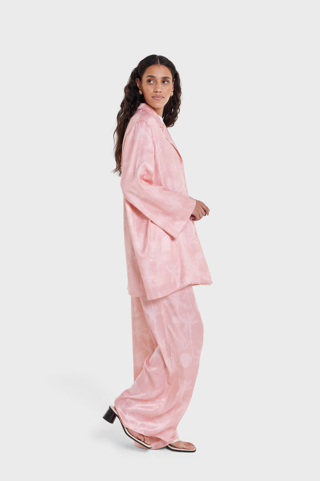 Imprimé Pantalon | Palm Print Rose Dust
