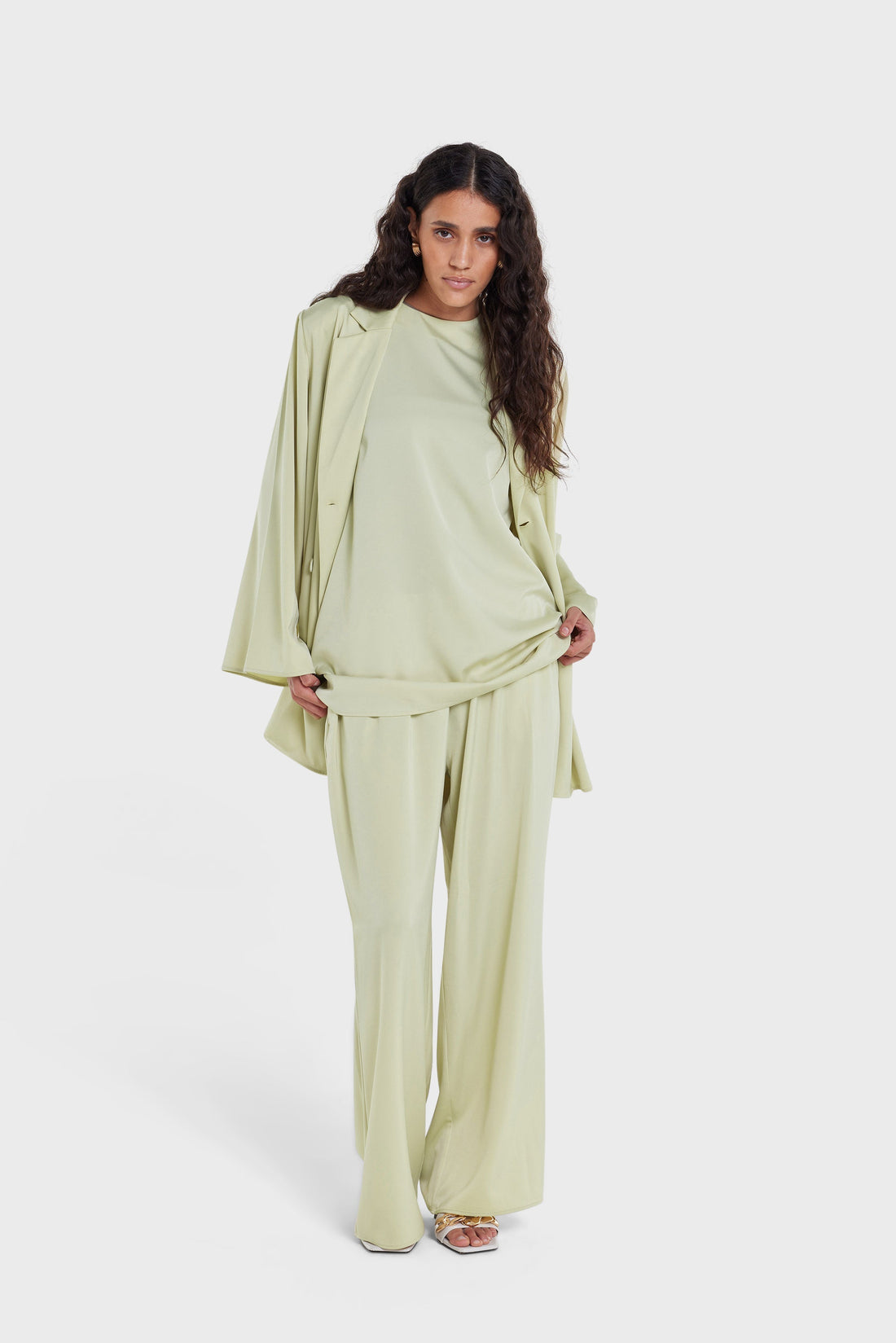 Satin Pantalon | Soft Khaki