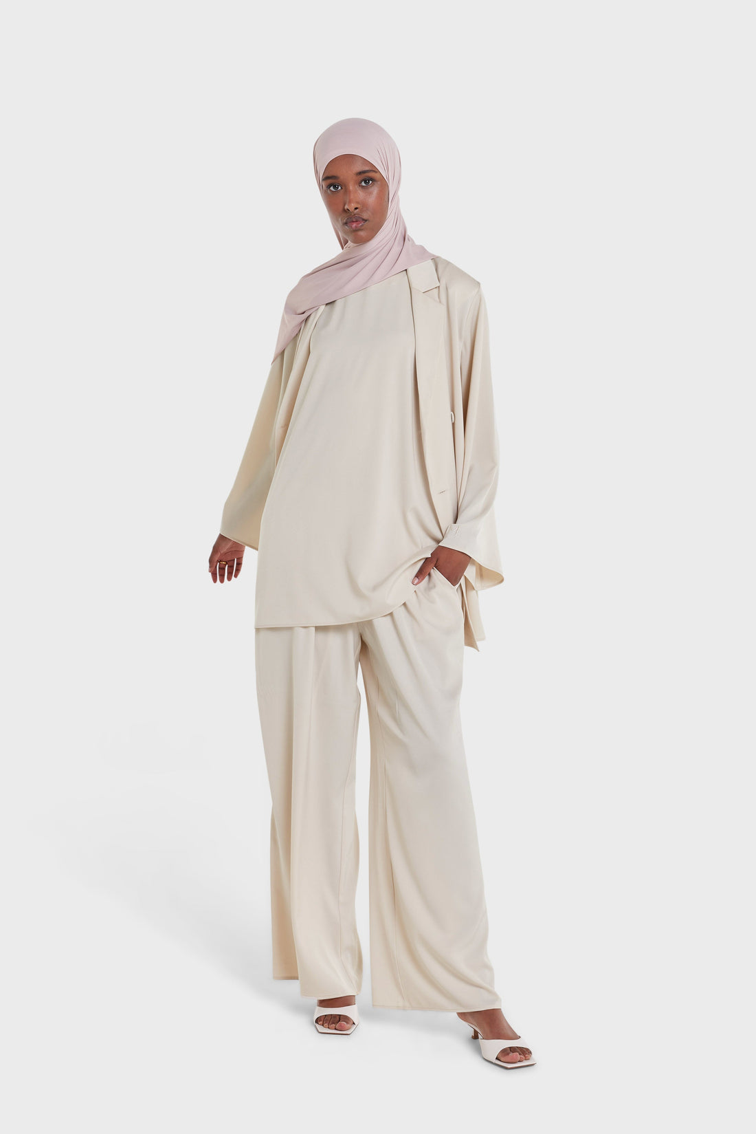 Satin Sleeveless Haut | Sand