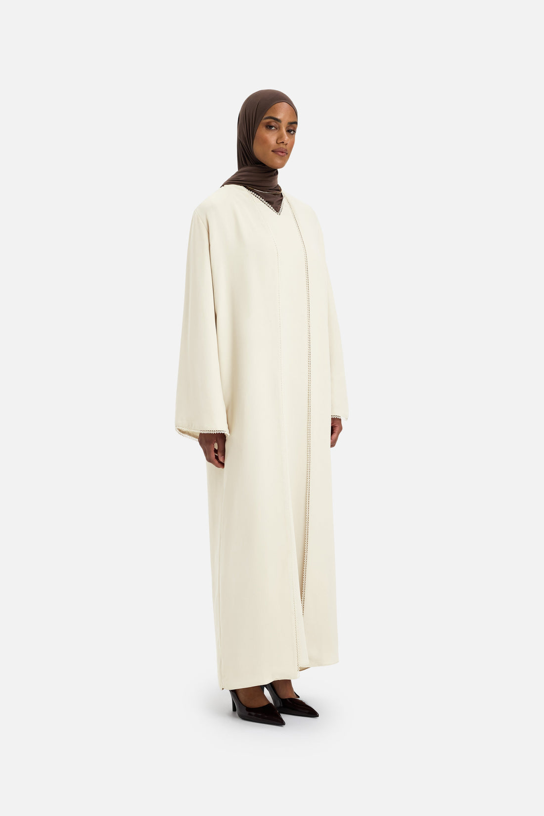 Picot Edge Abaya | Off White