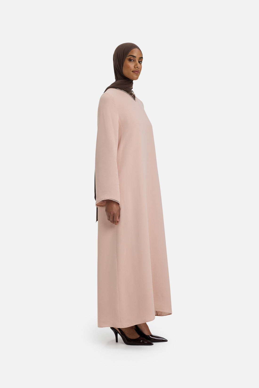 Picot Neck Robe | Dark Rose