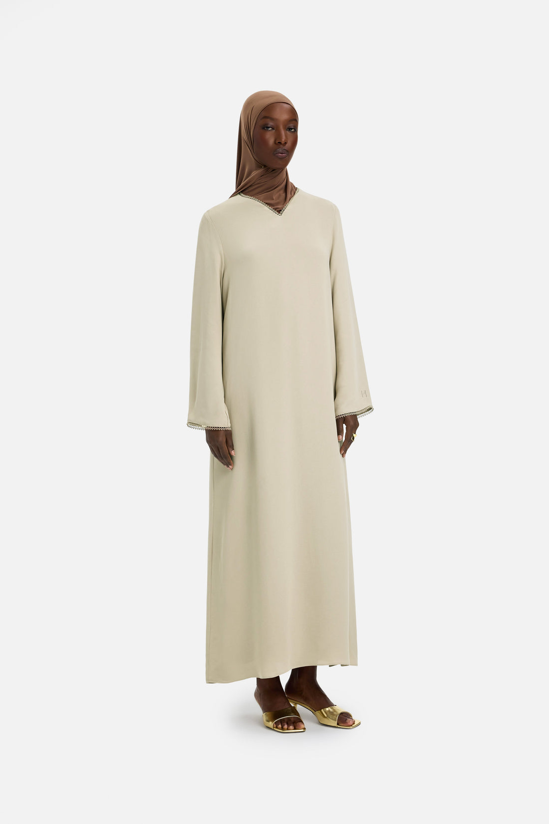 Picot Neck Robe | Sand
