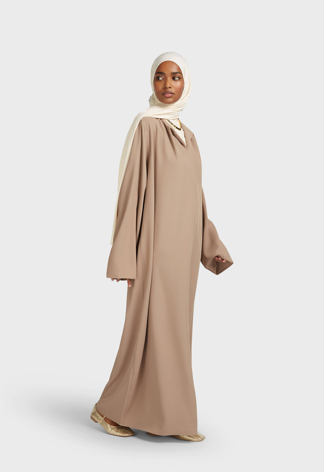 Plissé Neck Robe | Dark Pearl