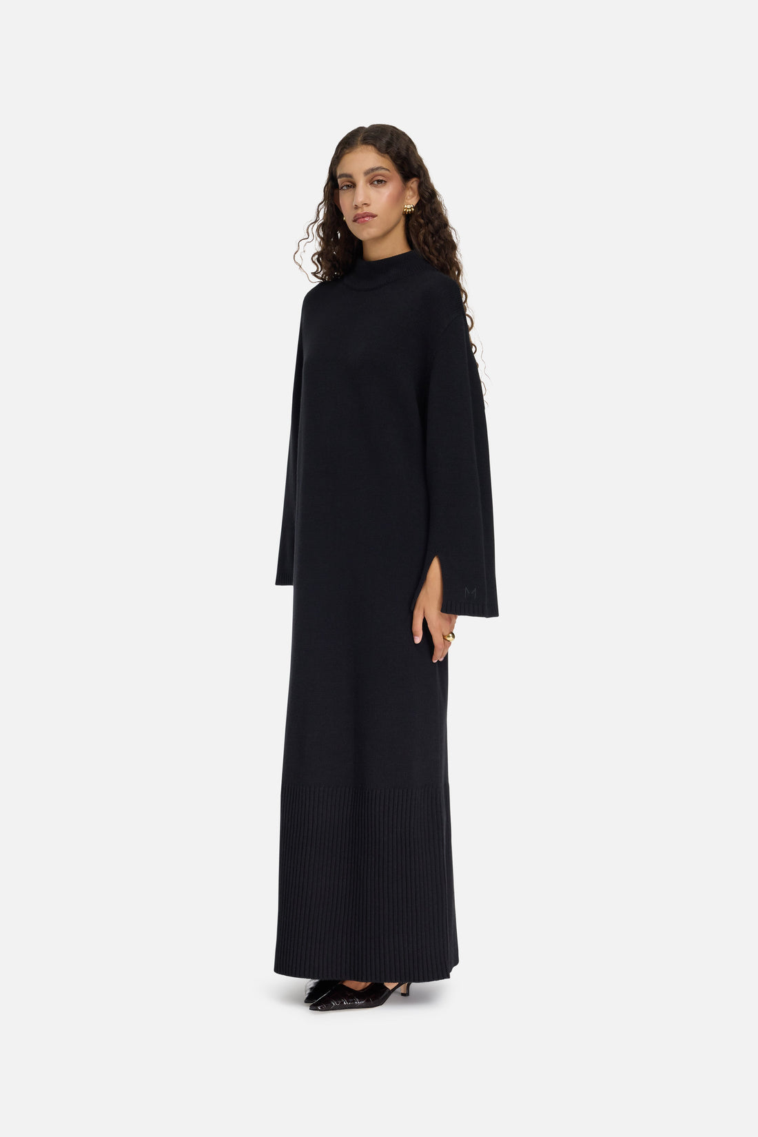 Côtelé Tricot Robe | Black