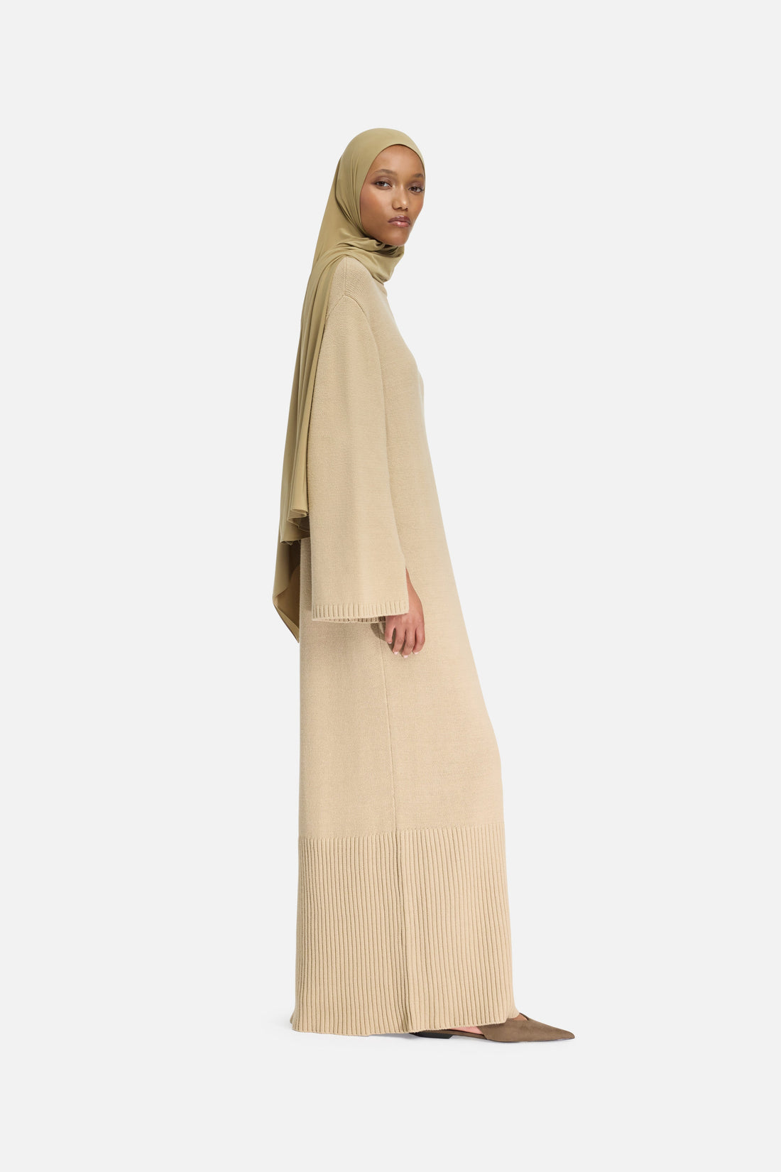 Côtelé Tricot Robe | Khaki