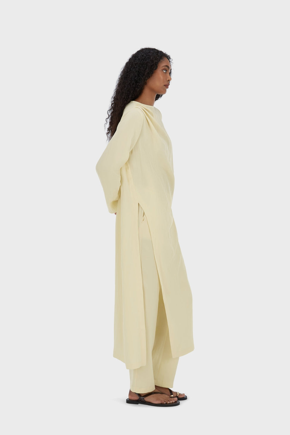 Asymmetric Plissé Tunique | Sorbet