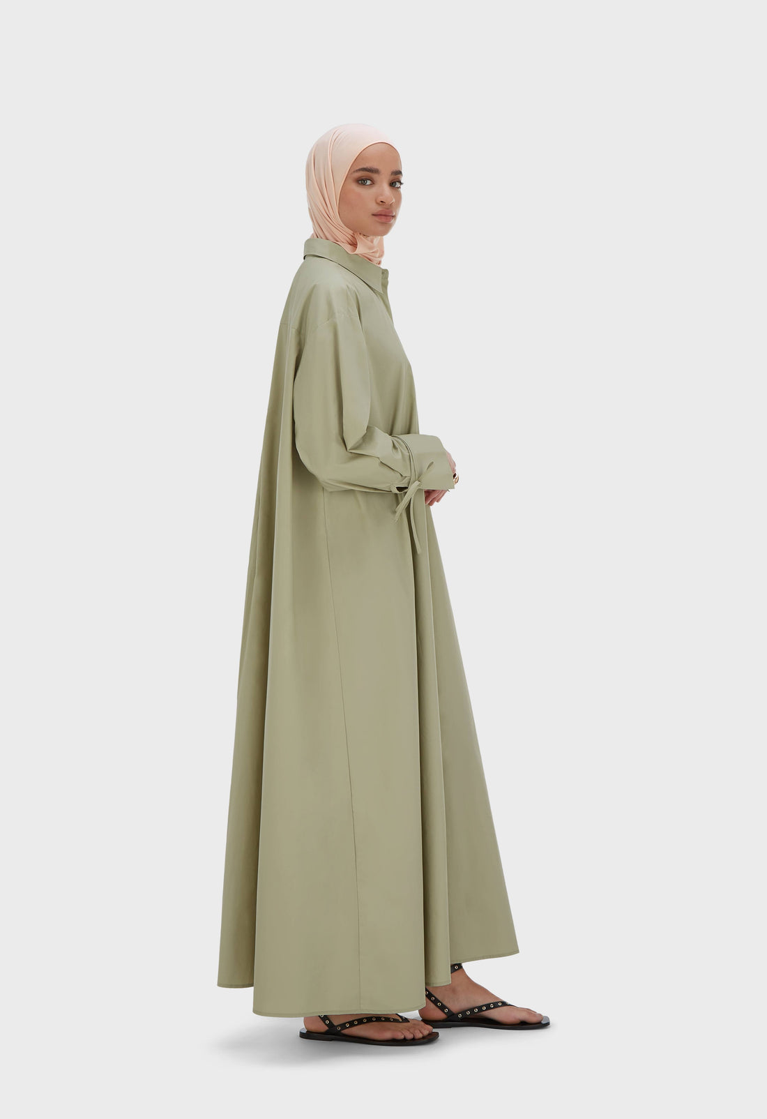 Popeline Robe | Moss Gray