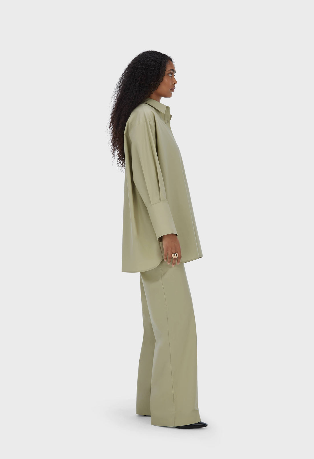Popeline Pantalon | Moss Gray