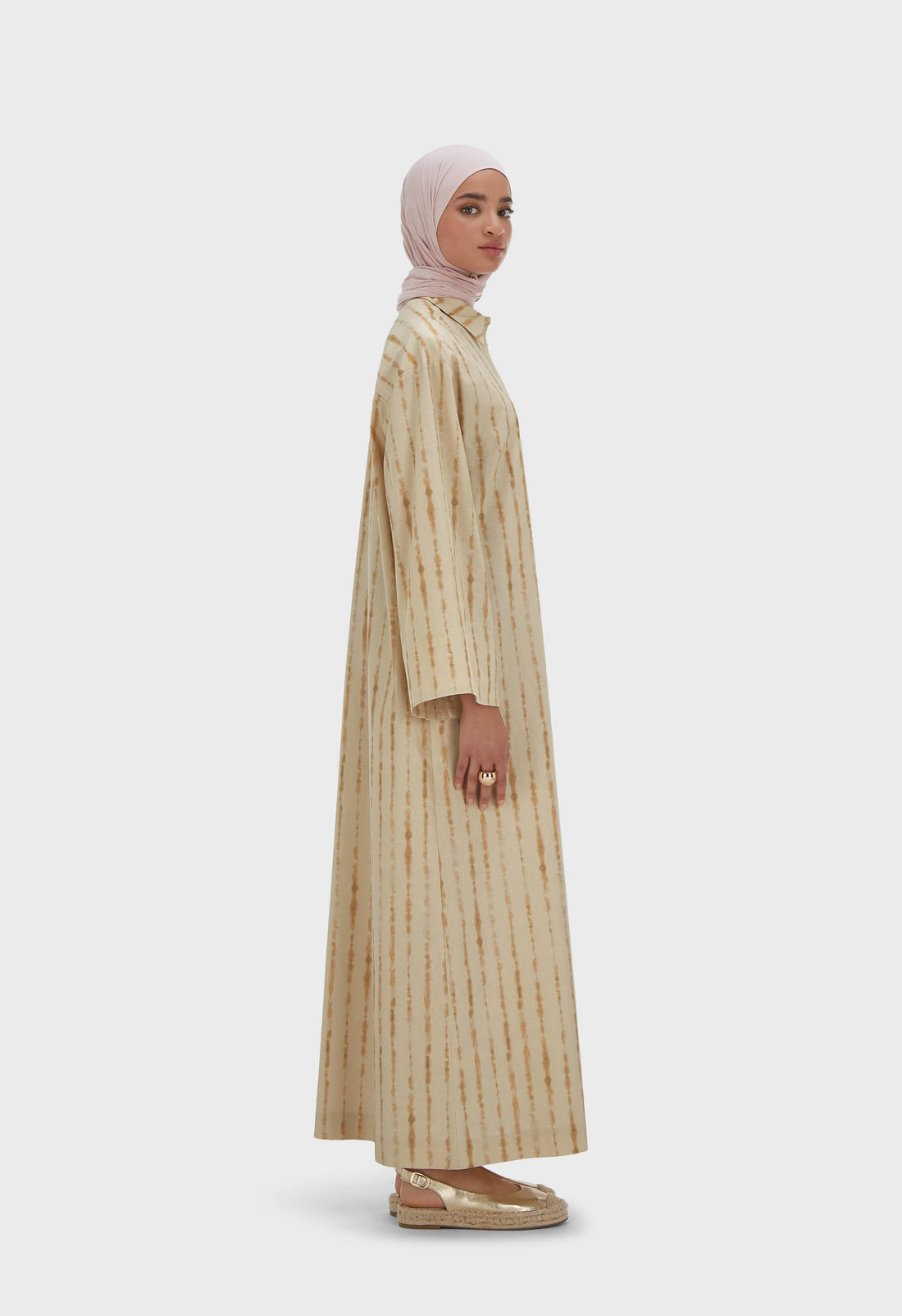 Shibori Robe Caftan | Beige Rose
