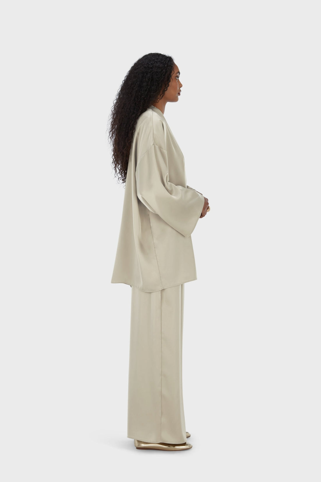 Court Satin Abaya | Moss Gray