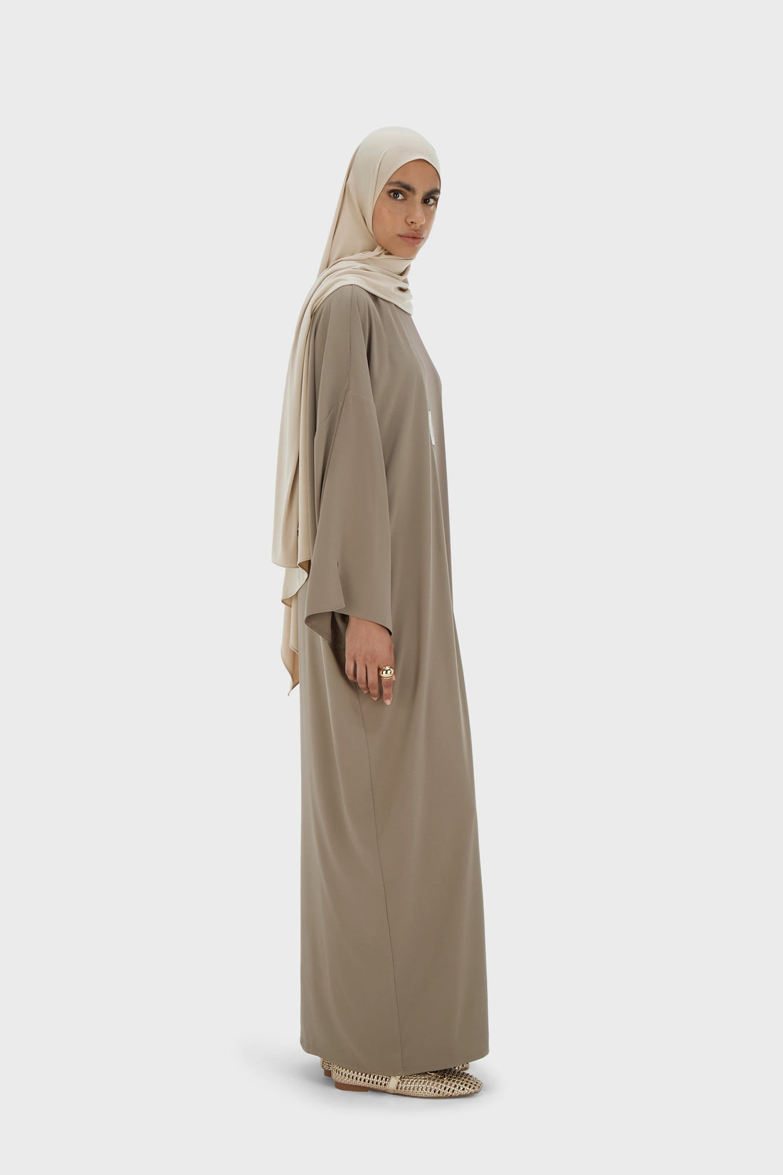 Sleeveless Tissé Robe Régulier | Taupe