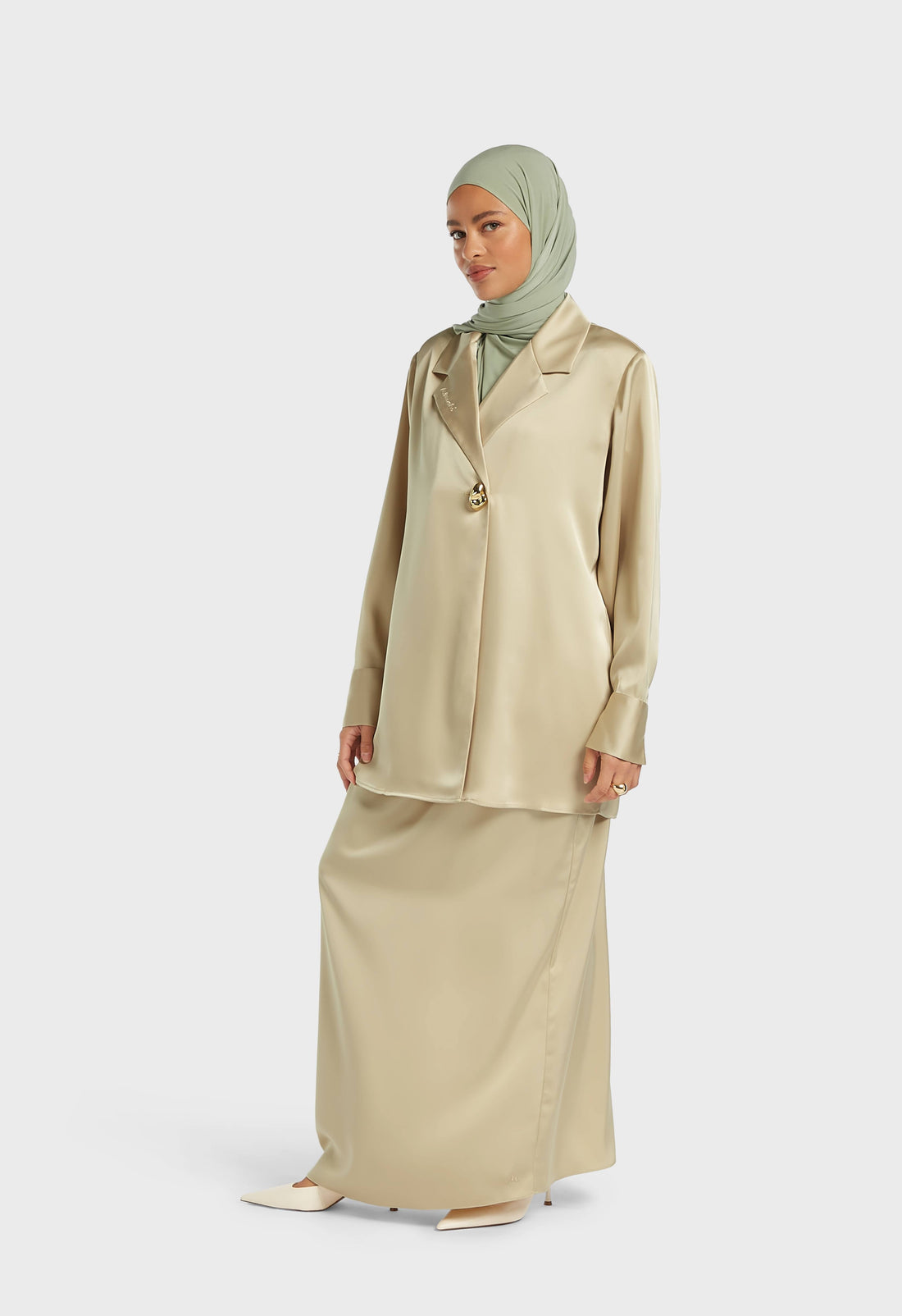 Satin Classique Blazer | Brown Rice