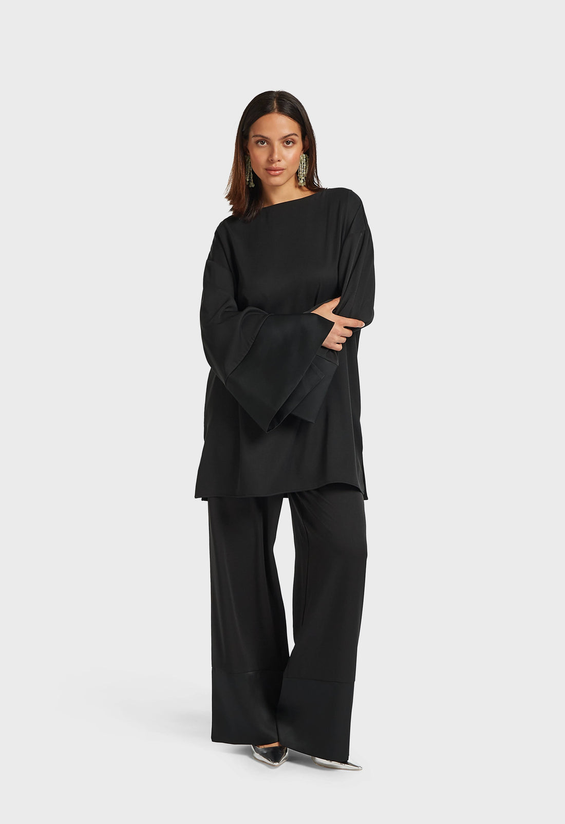 Satin Trim Pantalon | Black