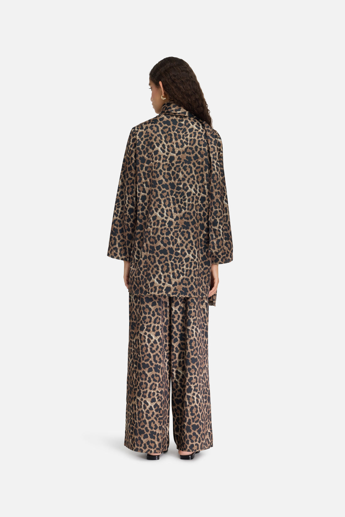 Satin Plissé Pantalon | Leopard