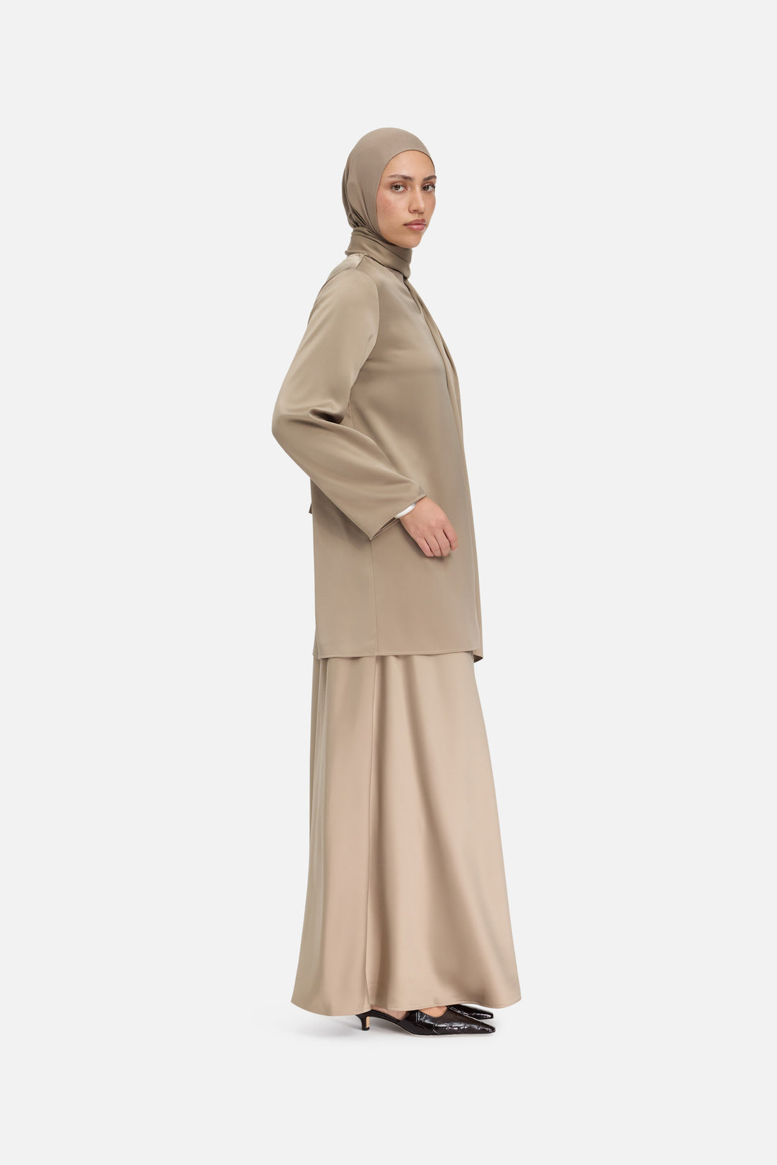 Satin Jupe | Khaki