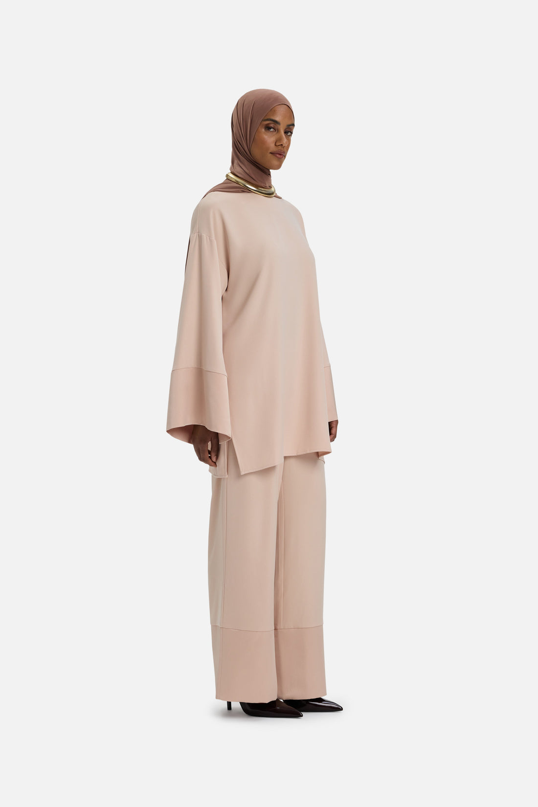 Satin Trim Pantalon | Dark Rose
