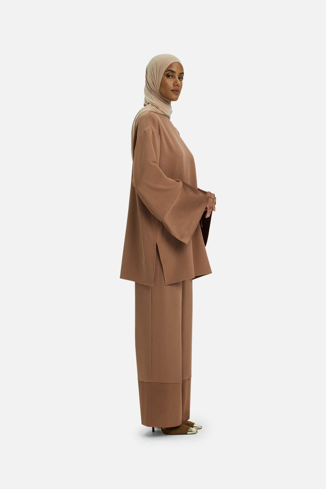 Satin Trim Pantalon | Soft Bordeaux