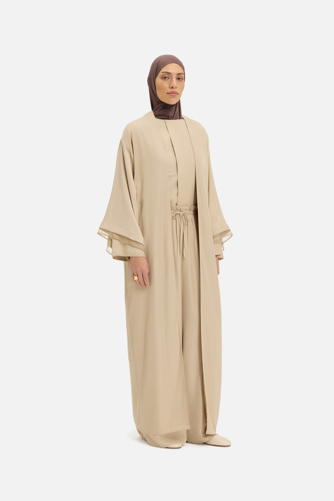 Transparent Layered Abaya | Oat