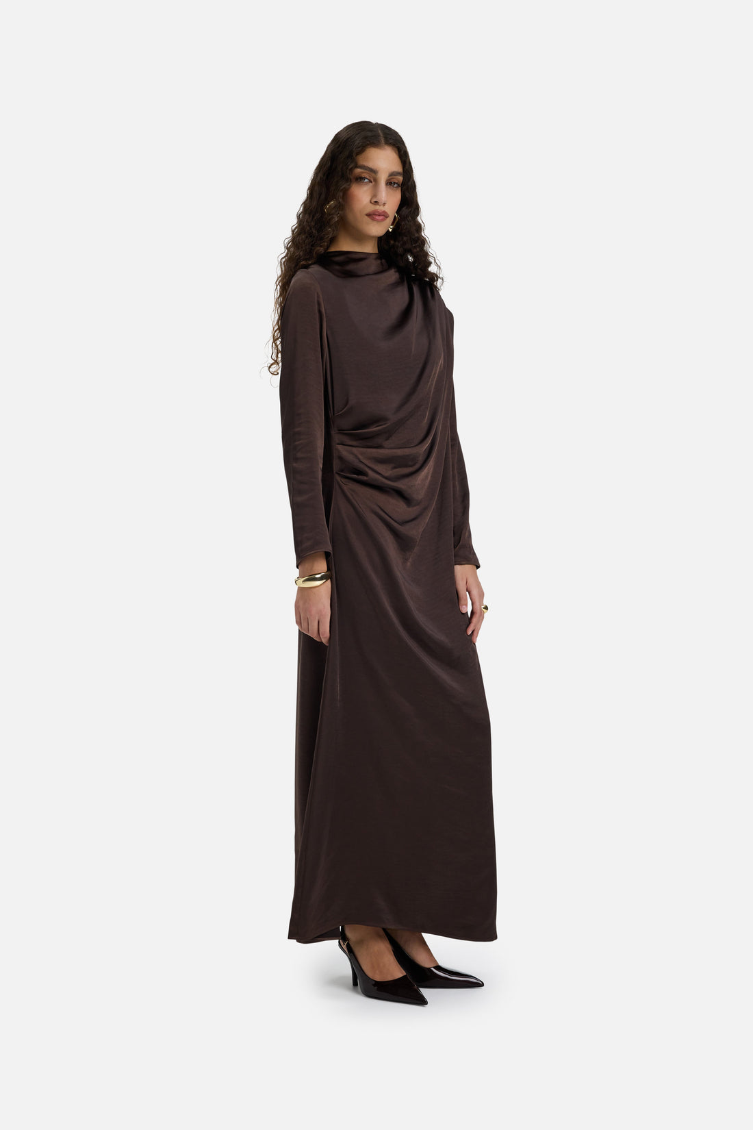 Shoulder Drape Robe | Dark Brown