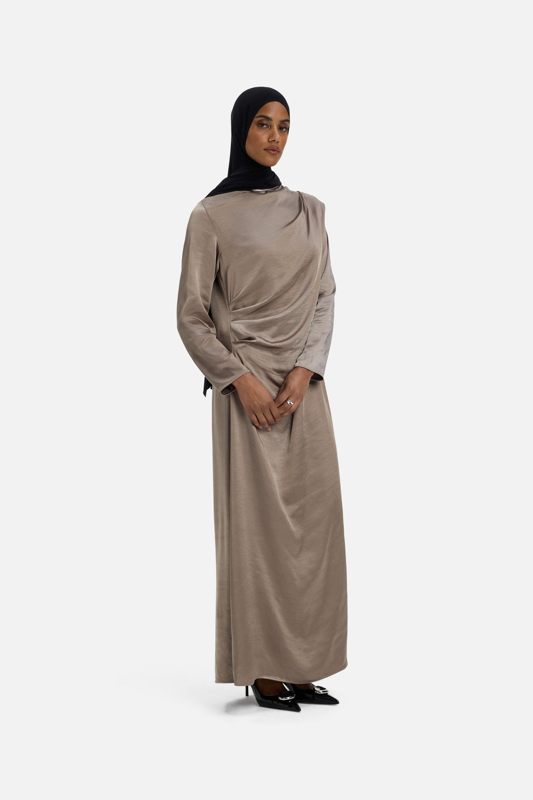 Shoulder Drape Robe | Milky Cacao