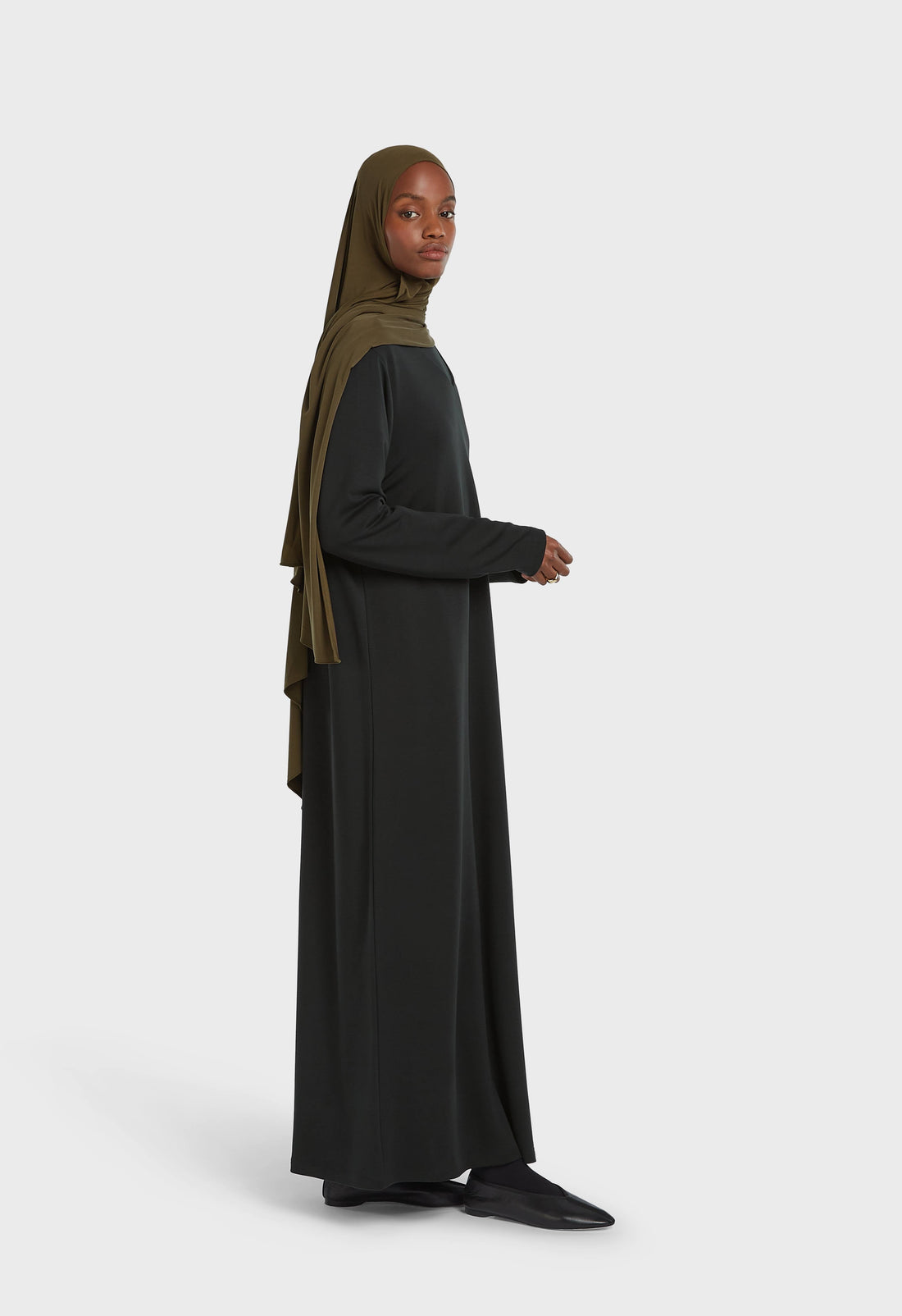 Doux Rayonne Col en V Robe | Black